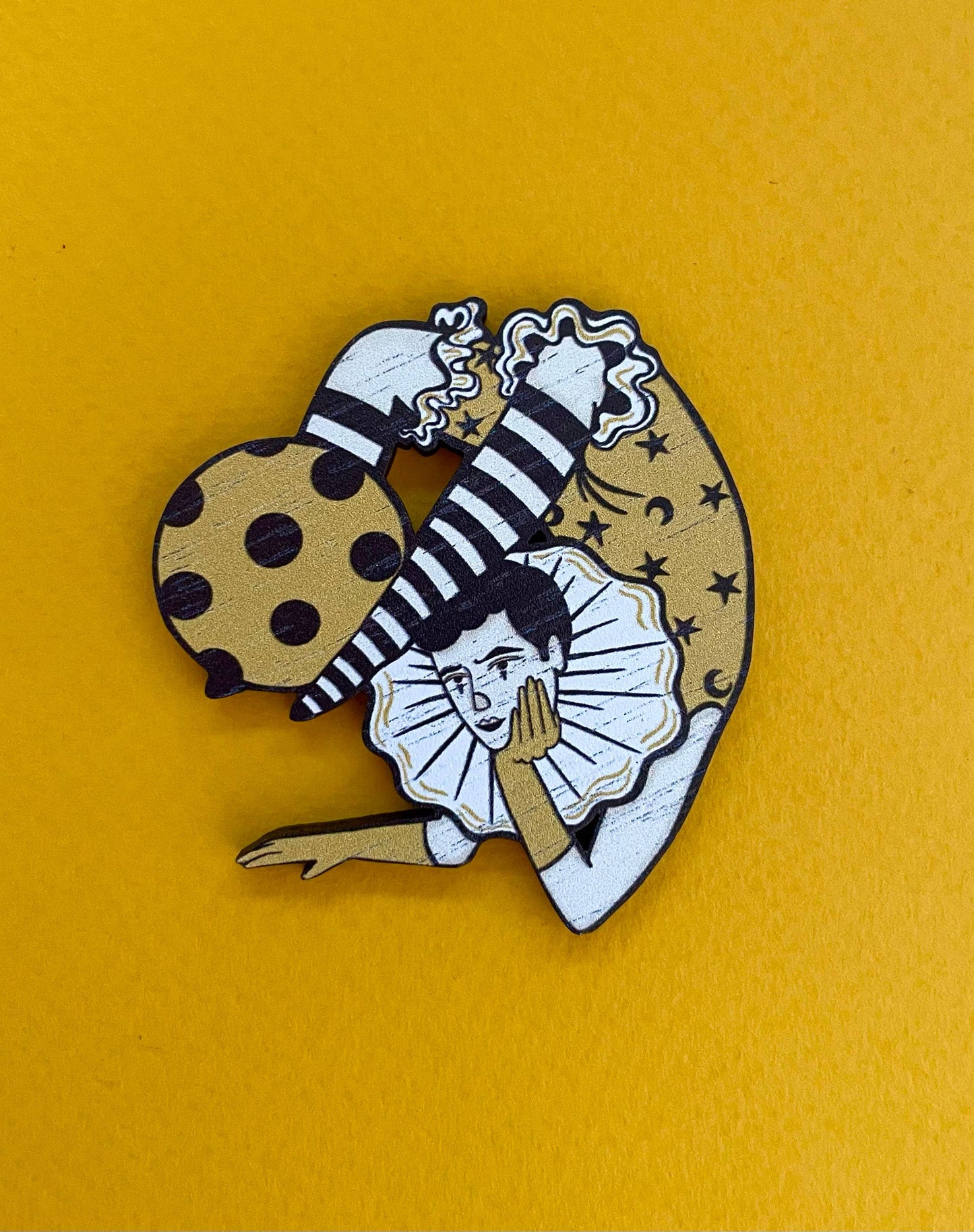 Vintage Style Circus Pierrot Pin Brooch