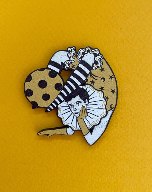 Vintage Style Circus Pierrot Pin Brooch