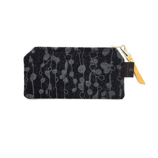Ann Charlish| Poppy Silkscreen Printed Harris Tweed Pouch Grey