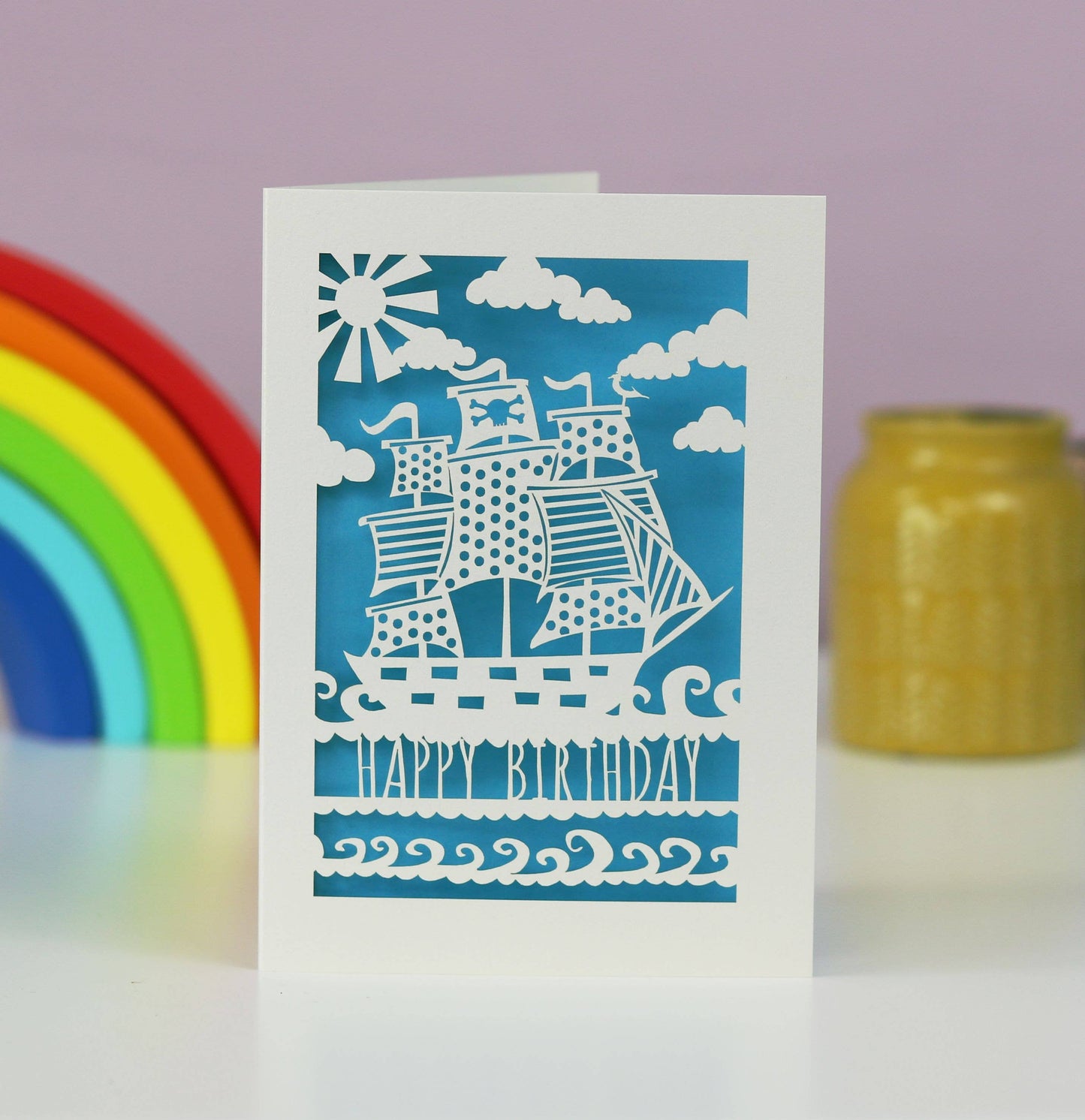 Pirate Ship A6 Laser Cut Birthday Card