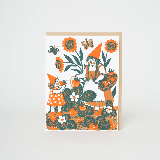 Egg Press Strawberry Picking Card