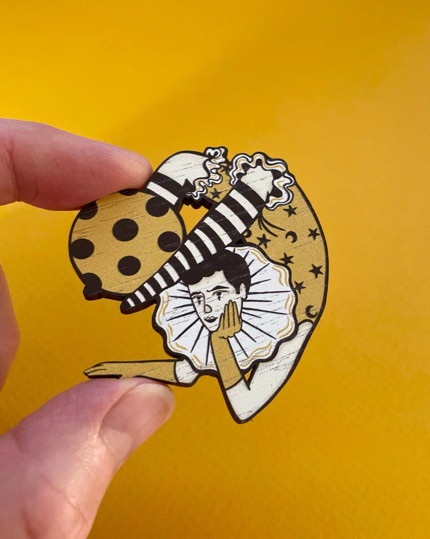 Vintage Style Circus Pierrot Pin Brooch