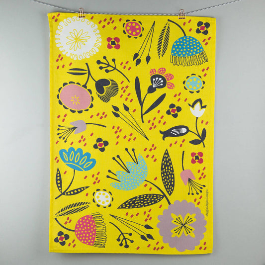 Maggiemagoo Designs Yellow Floral Tea Towel