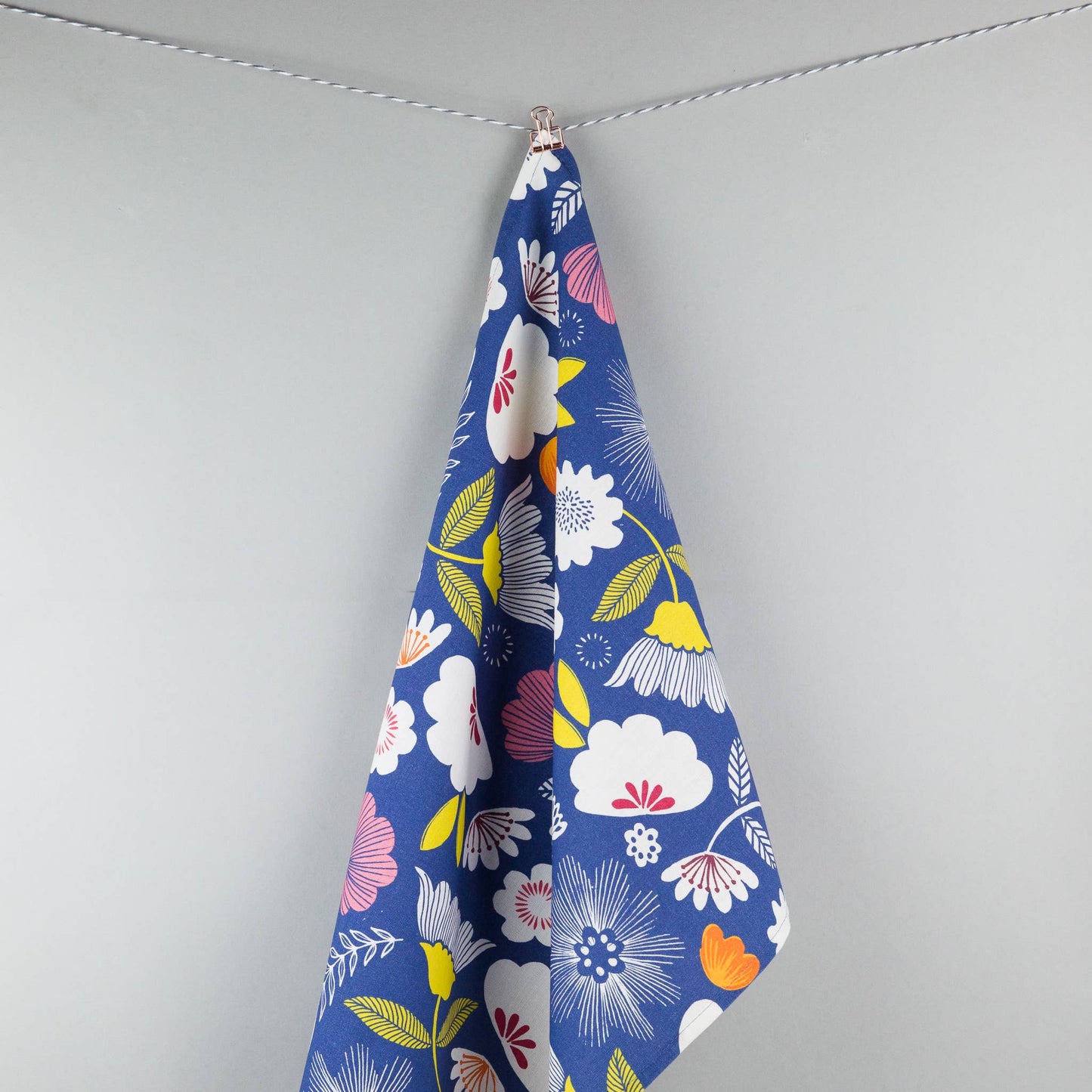 Tea towel - deep blue floral