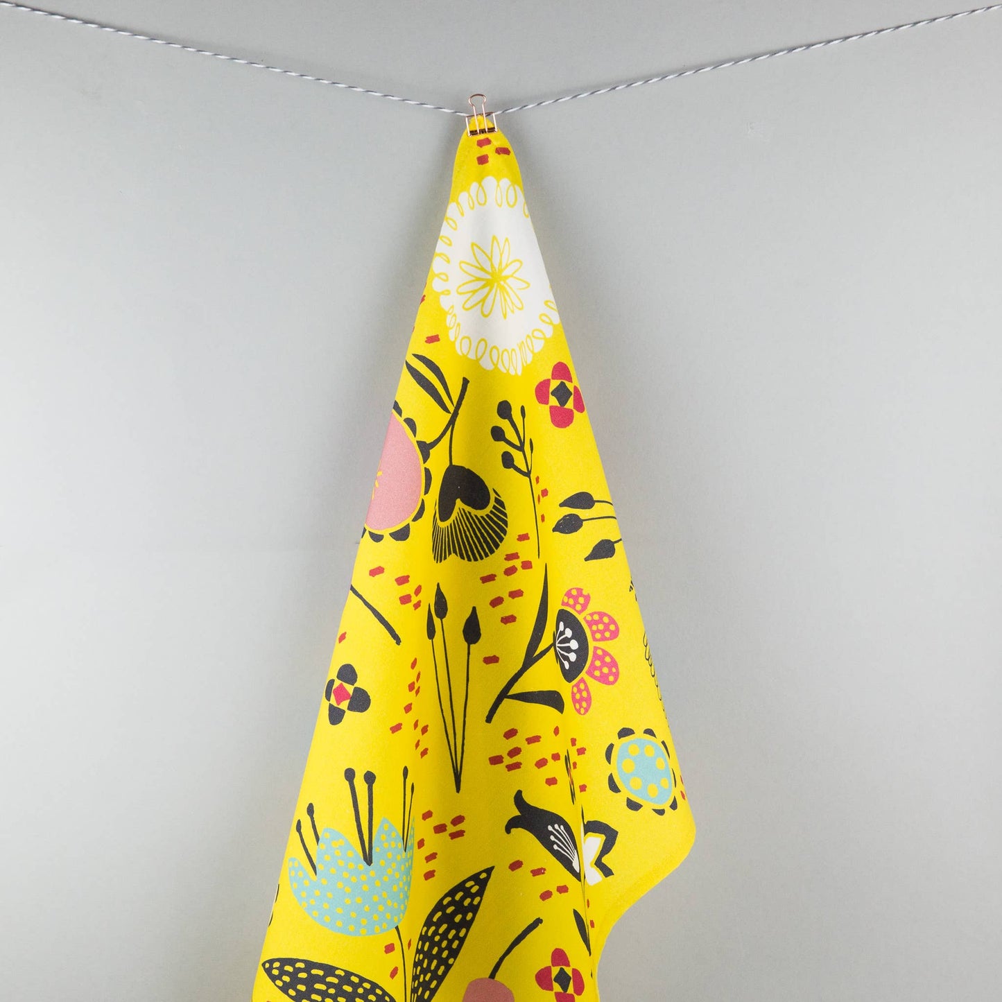 Maggiemagoo Designs Yellow Floral Tea Towel