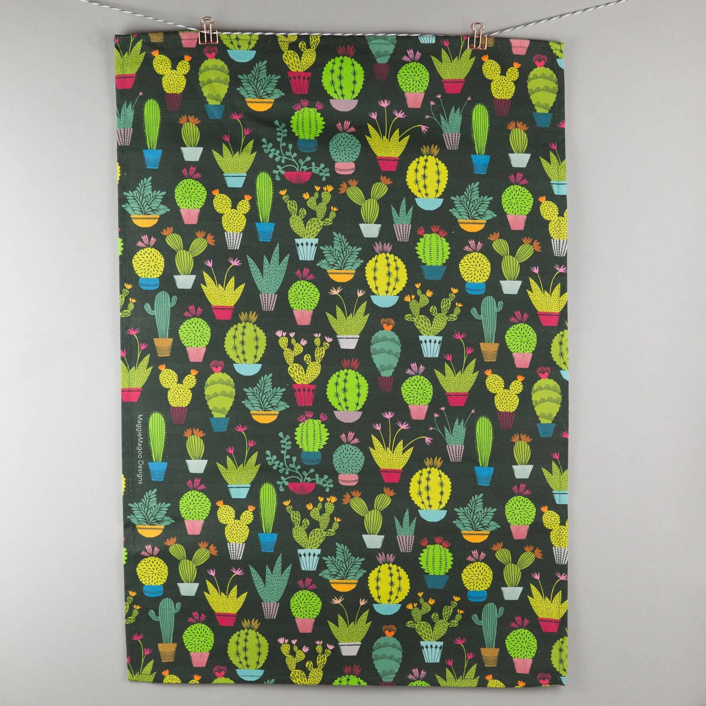 Maggiemagoo Designs Tea towel dark cactus print