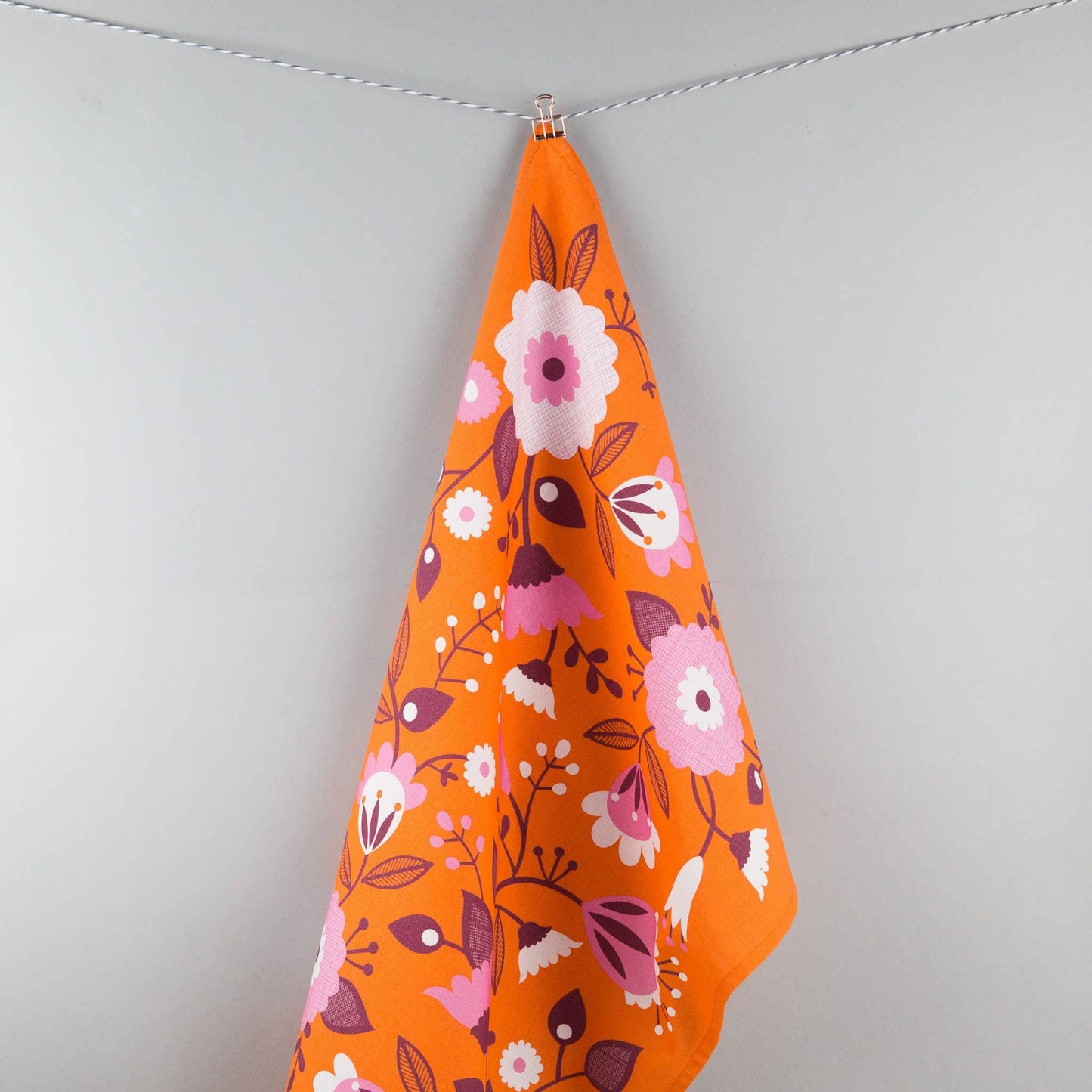 Tea towel - orange floral