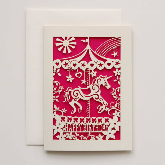 pogofandango | Carousel A6 Laser Cut Birthday Card