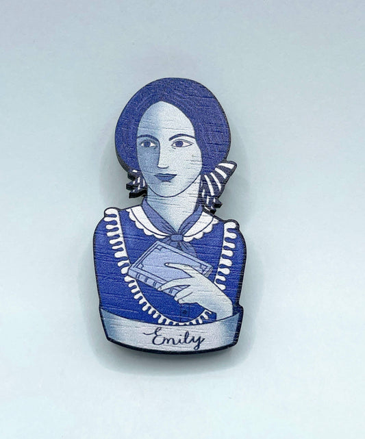 Emily Bronte - Wooden Book Lovers Pin Brooch
