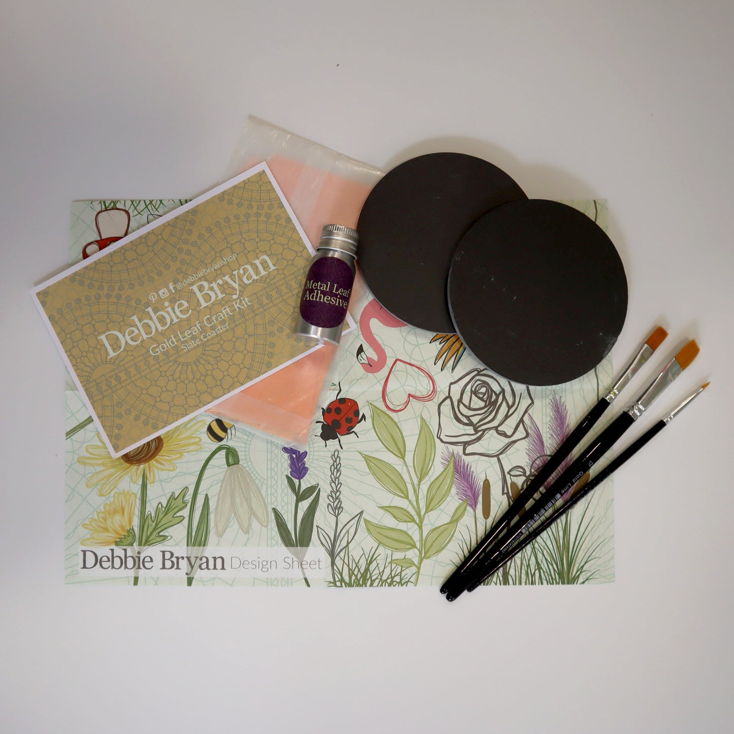 Gold Leaf Craft Kit: Round Slate Coaster