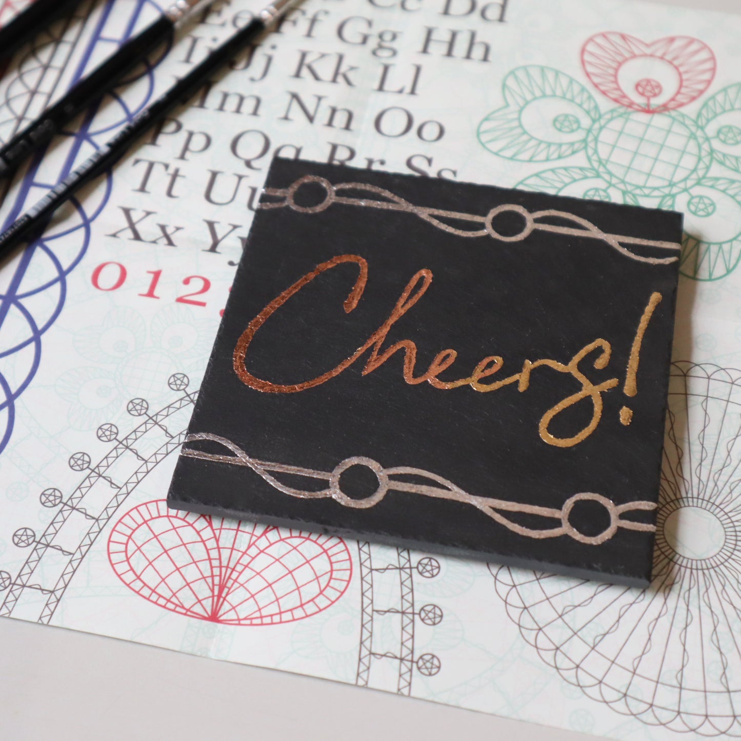 Gold Leaf Craft Kit: Square Slate Coaster