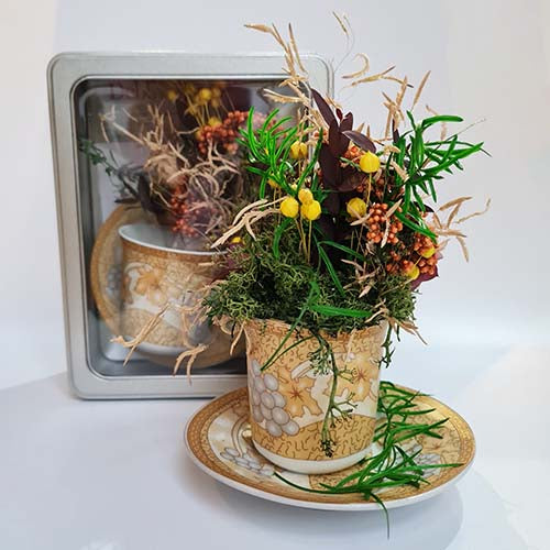 Limited Edition Teacup Floristry Craft Kit - Japanese Yellow Bouquet