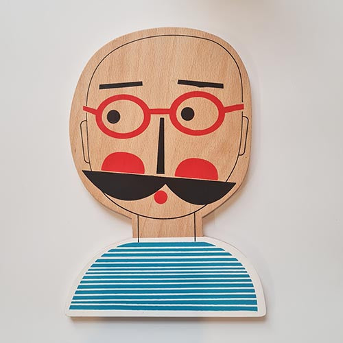 Fiona Wilson Wooden Plaque: Mr Moustache