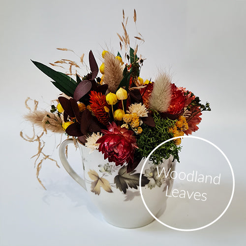 Limited Edition Teacup Floristry Craft Kit - Woodland Leaves Bouquet