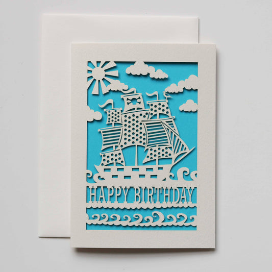 Pirate Ship A6 Laser Cut Birthday Card