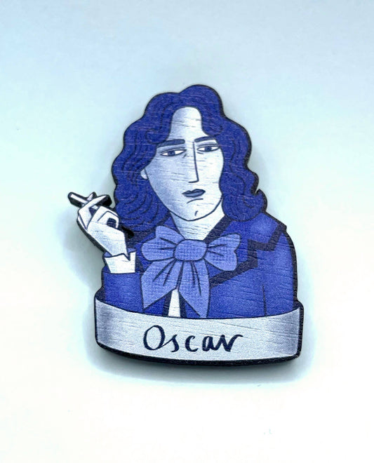 Oscar Wilde - Wooden Book Lovers Pin Brooch