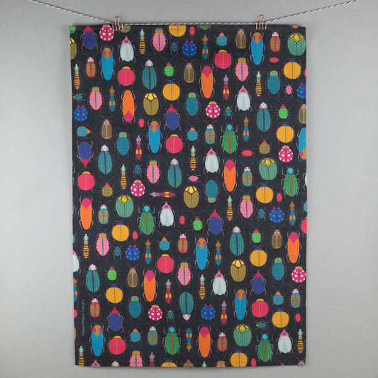 Maggiemagoo Designs Tea towel bugs and beetles in dark
