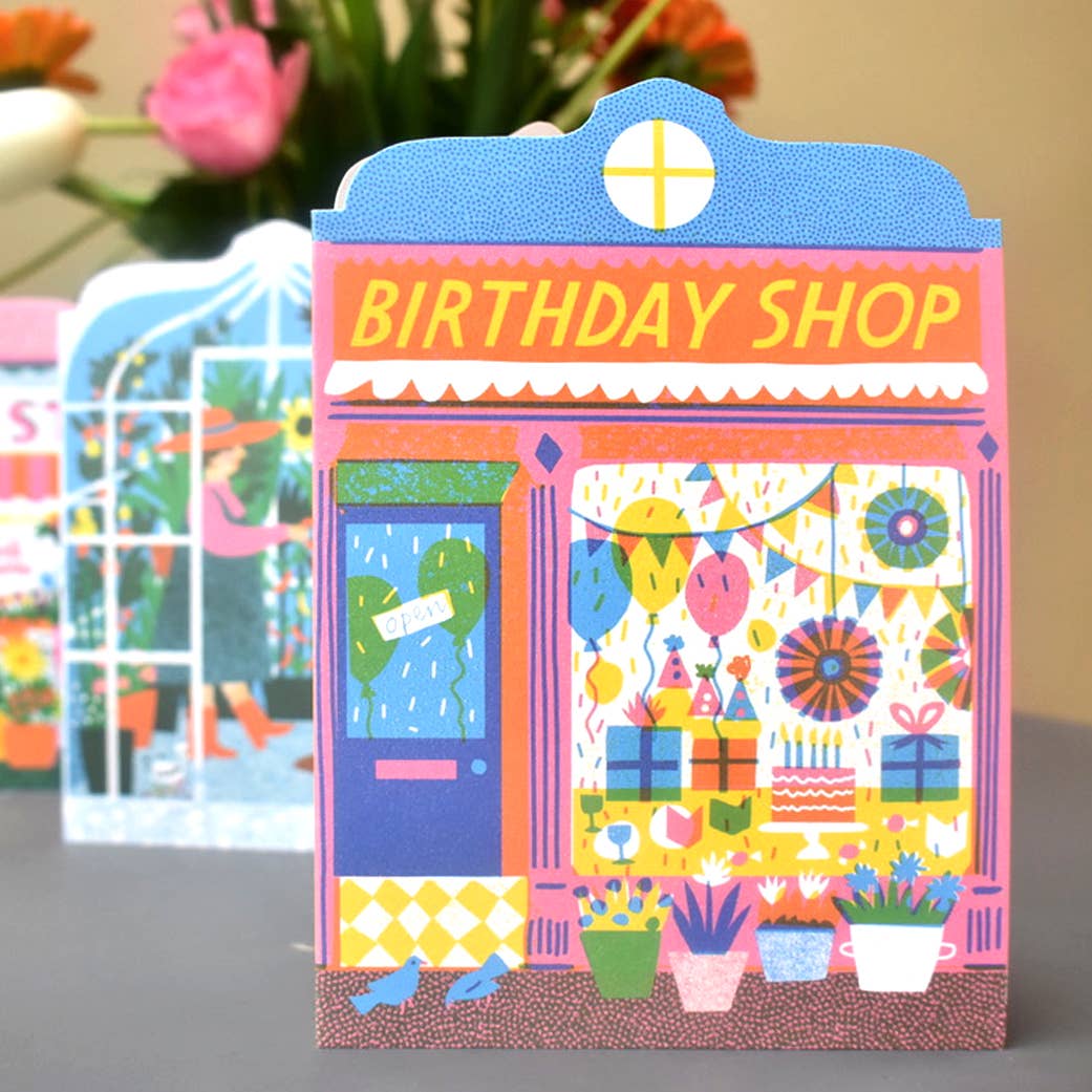 The Printed Peanut| Birthday Shop Die Cut Card