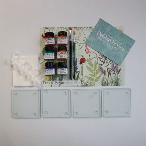 Glass Painting Craft Kit: Coasters - Clear Paints