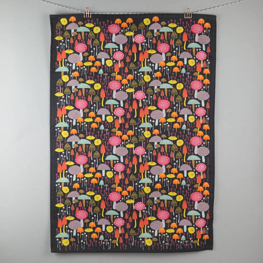 Maggiemagoo Designs Tea towel dark toadstool and mushroom