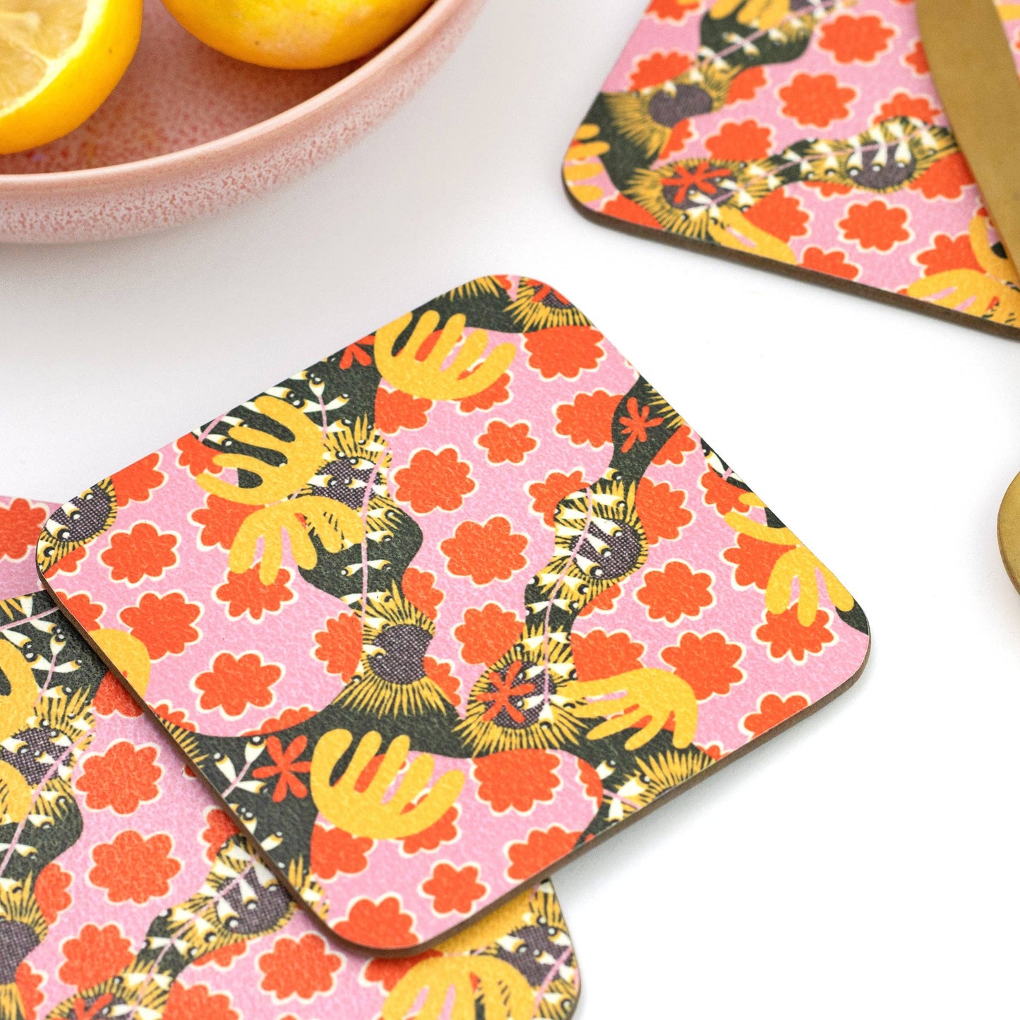 The Neighbourhood Threat Abstract Botanical Coasters