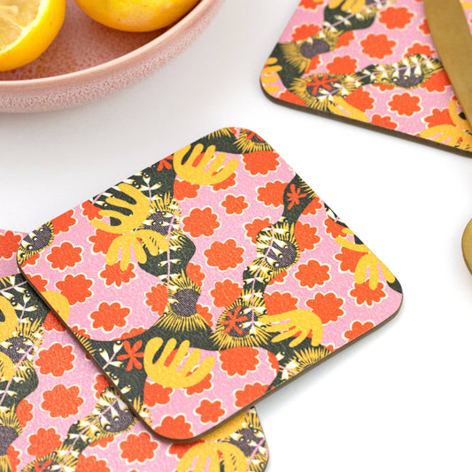 The Neighbourhood Threat Abstract Botanical Coaster