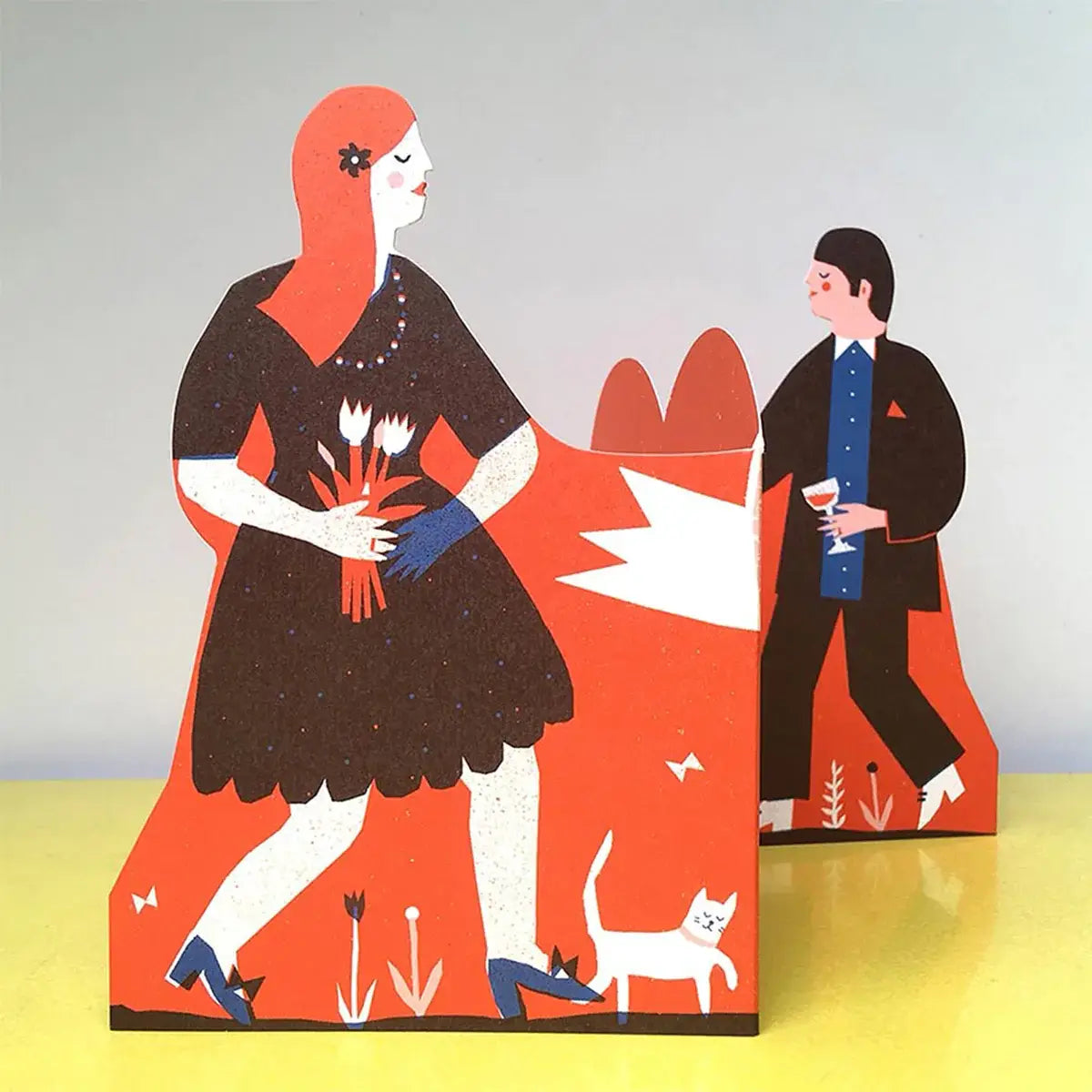 The Printed Peanut| Man and Woman Concertina Heart Card