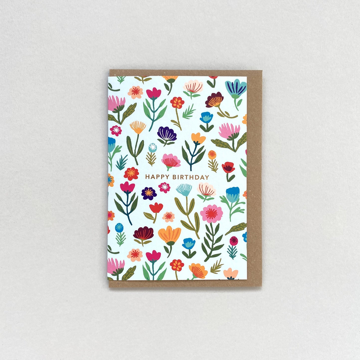 Mint folk floral birthday card