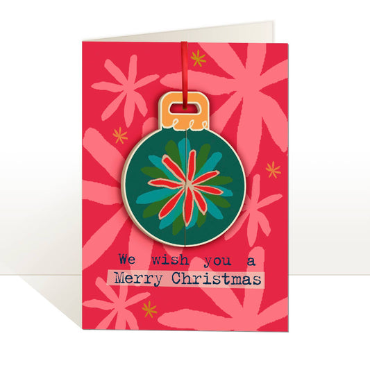 Poet and Painter| 'Merry Christmas Floral' POP-UP Bauble Card