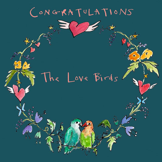 Poet and Painter| 'Love Birds' Greetings card, Garland