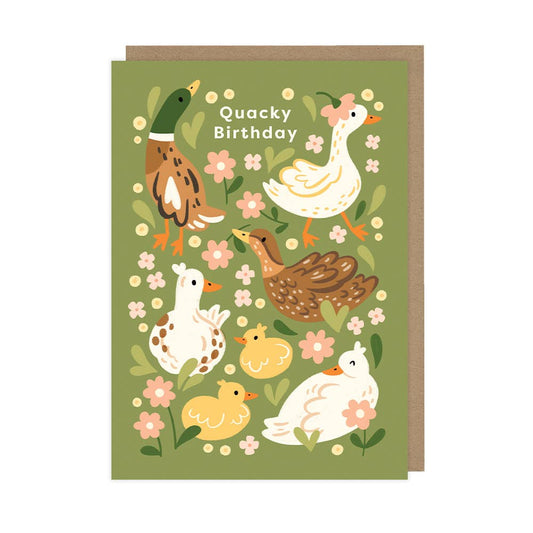 Duck-themed Birthday Card, "Quacky Birthday" Card
