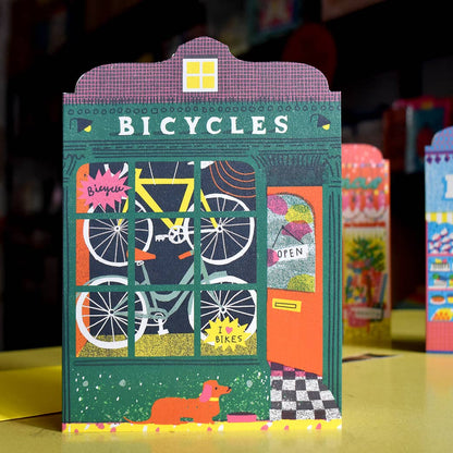 The Printed Peanut| Bicycle Shop Die Cut Card