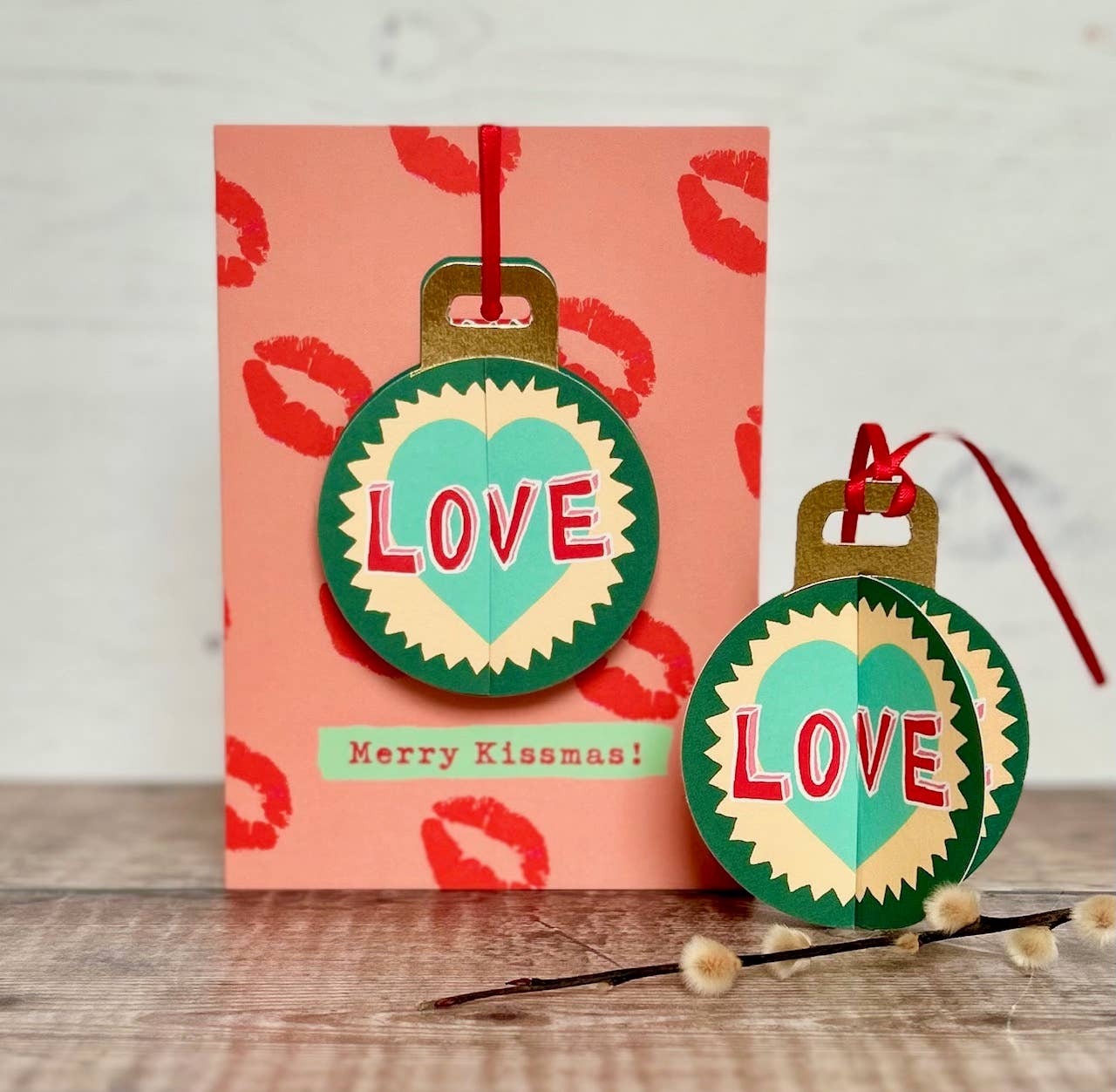 Poet and Painter| 'Merry Kissmas' POP-UP Bauble Card