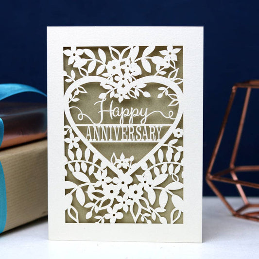 Pogo Fandango| Happy Anniversary Heart A6 laser cut card