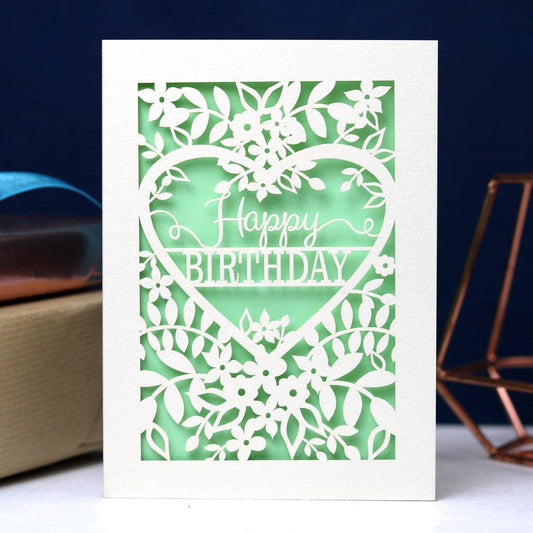 Pogo Fandango| Happy Birthday Heart a6 Laser Cut Card