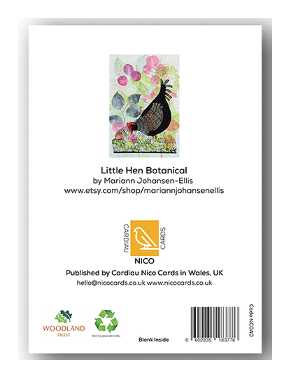 Cardiau Nico Cards Little Hen Botanical card