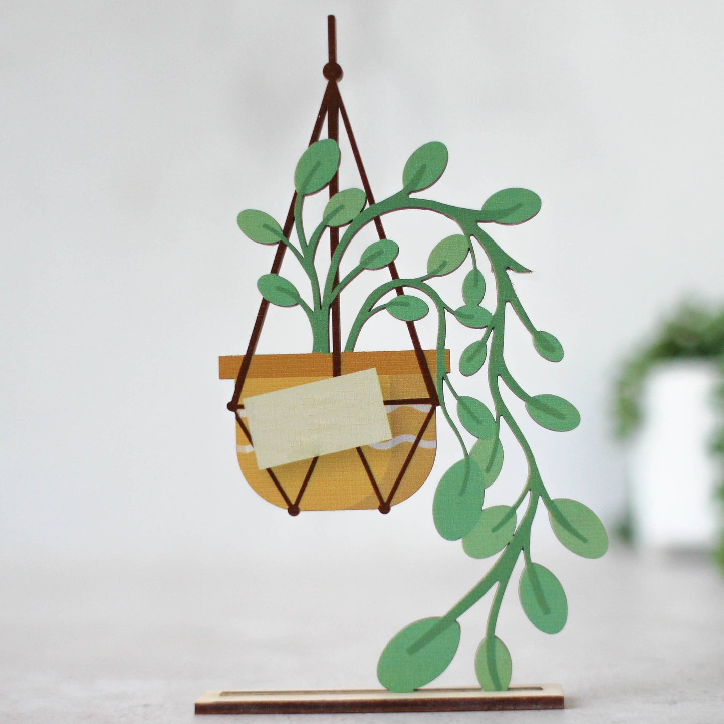 Rocket & Fox Wooden Card, Hanging Plant