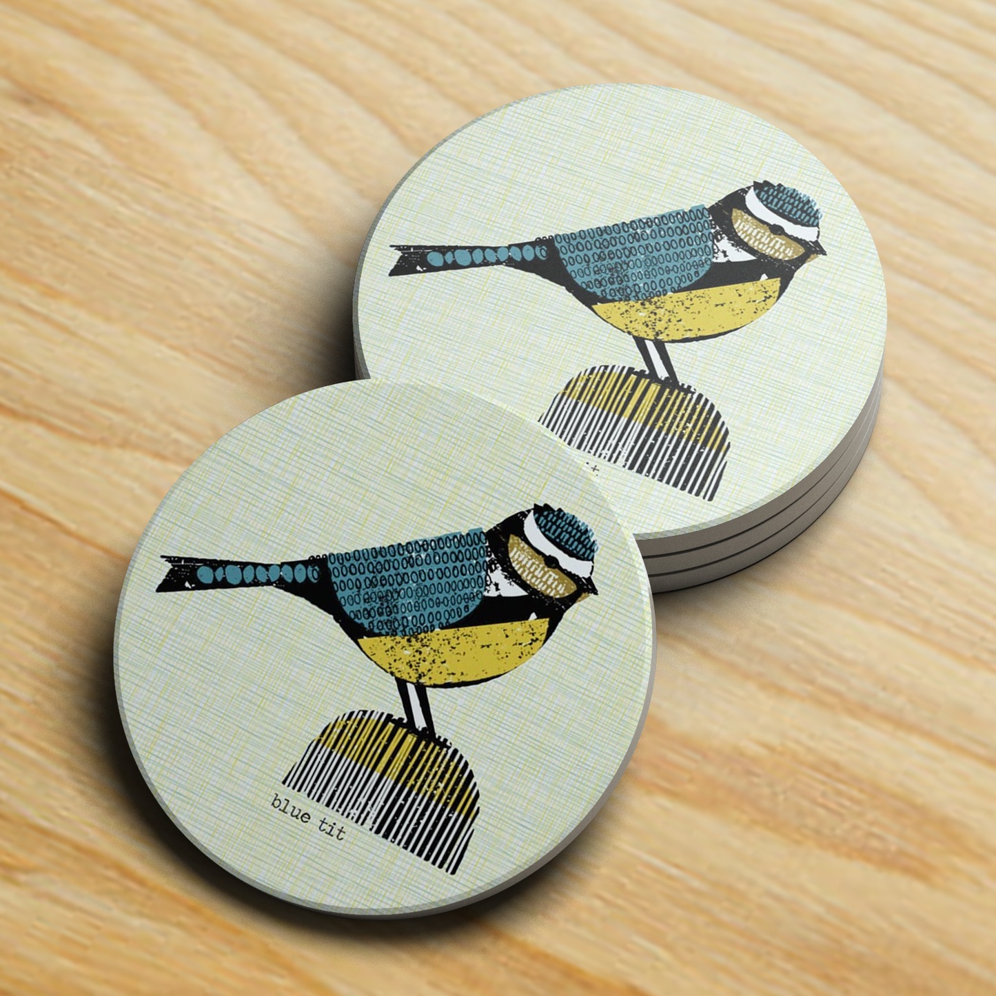 Jenni Douglas Design Ceramic Tile Coaster - Bluetit