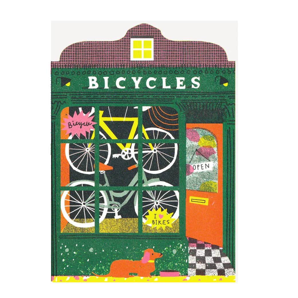 The Printed Peanut| Bicycle Shop Die Cut Card