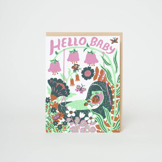 Egg Press Hello Baby Bassinet Purple Card