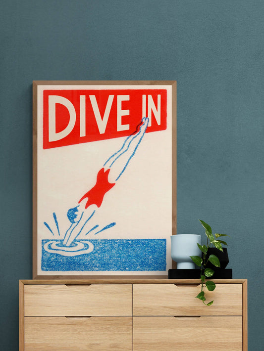 Dive In Art Print | Art Deco Style | Bathroom Decor