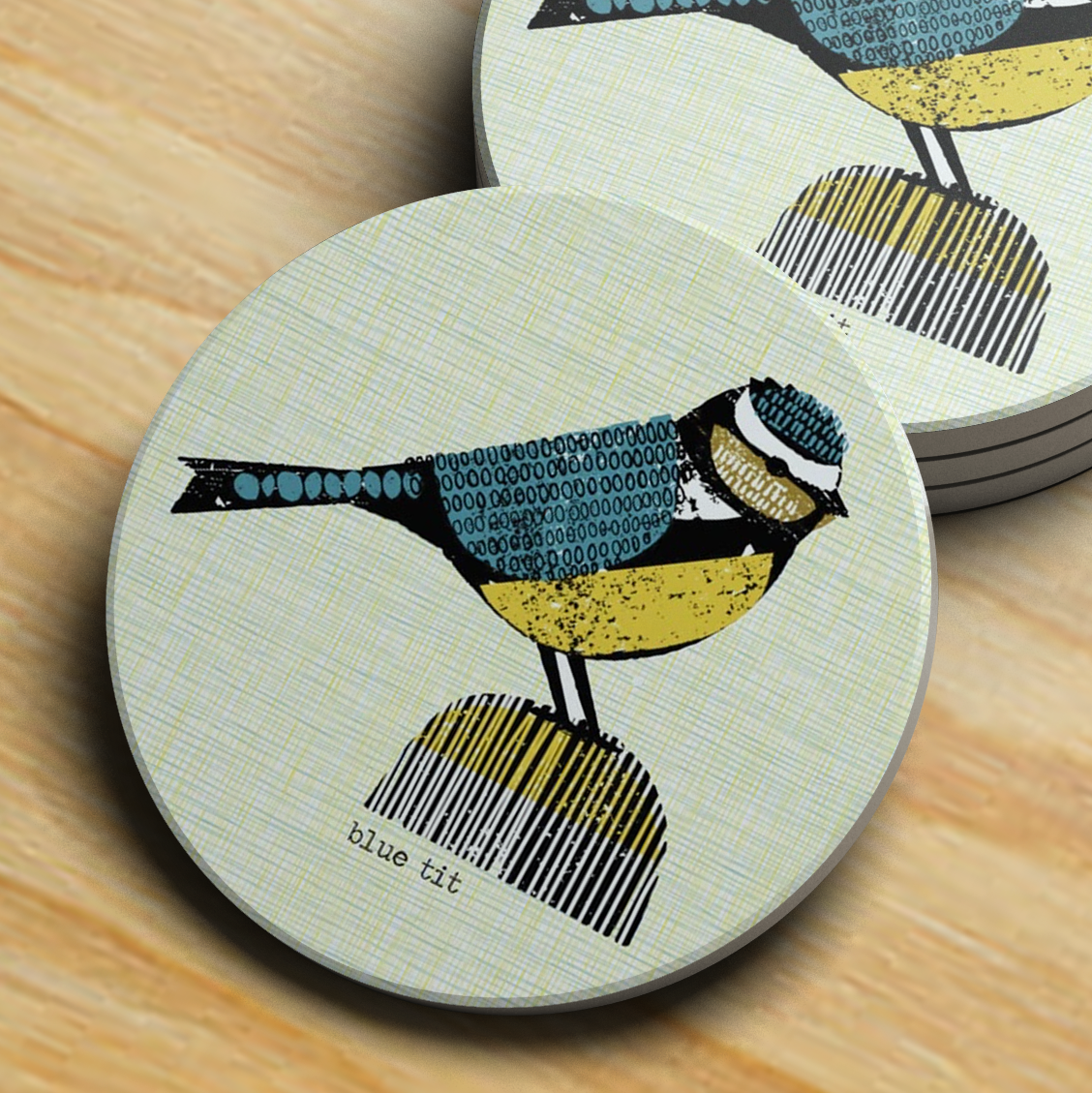 Jenni Douglas Design Ceramic Tile Coaster - Bluetit