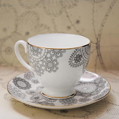 Limited Edition: Debbie Bryan Nottingham Lace Teacup & Saucer