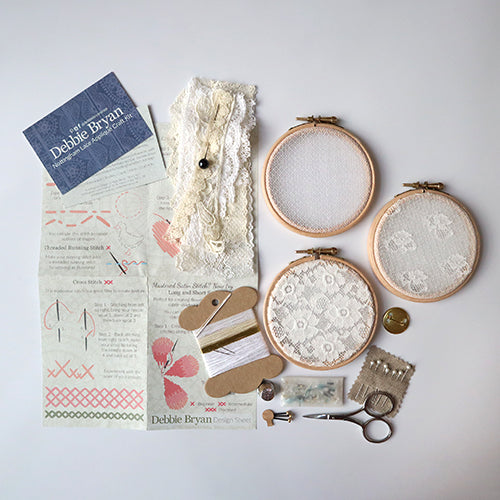 Nottingham Lace Appliqué Craft Kit: 3 Hoops