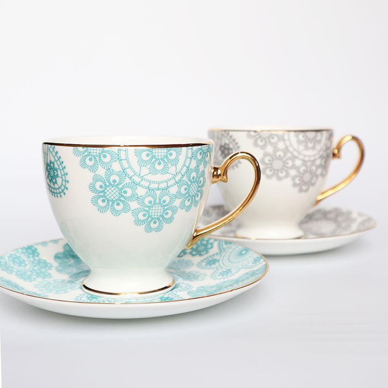 Limited Edition: Debbie Bryan Nottingham Lace Teacup & Saucer - Gold