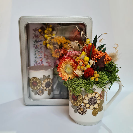 Limited Edition Teacup Floristry Craft Kit - Retro Autumn Bouquet