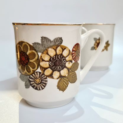 White mug with floral design