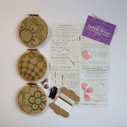 Lace Drawings | Nottingham Heritage Embroidery Craft Kit: 3 Hoops