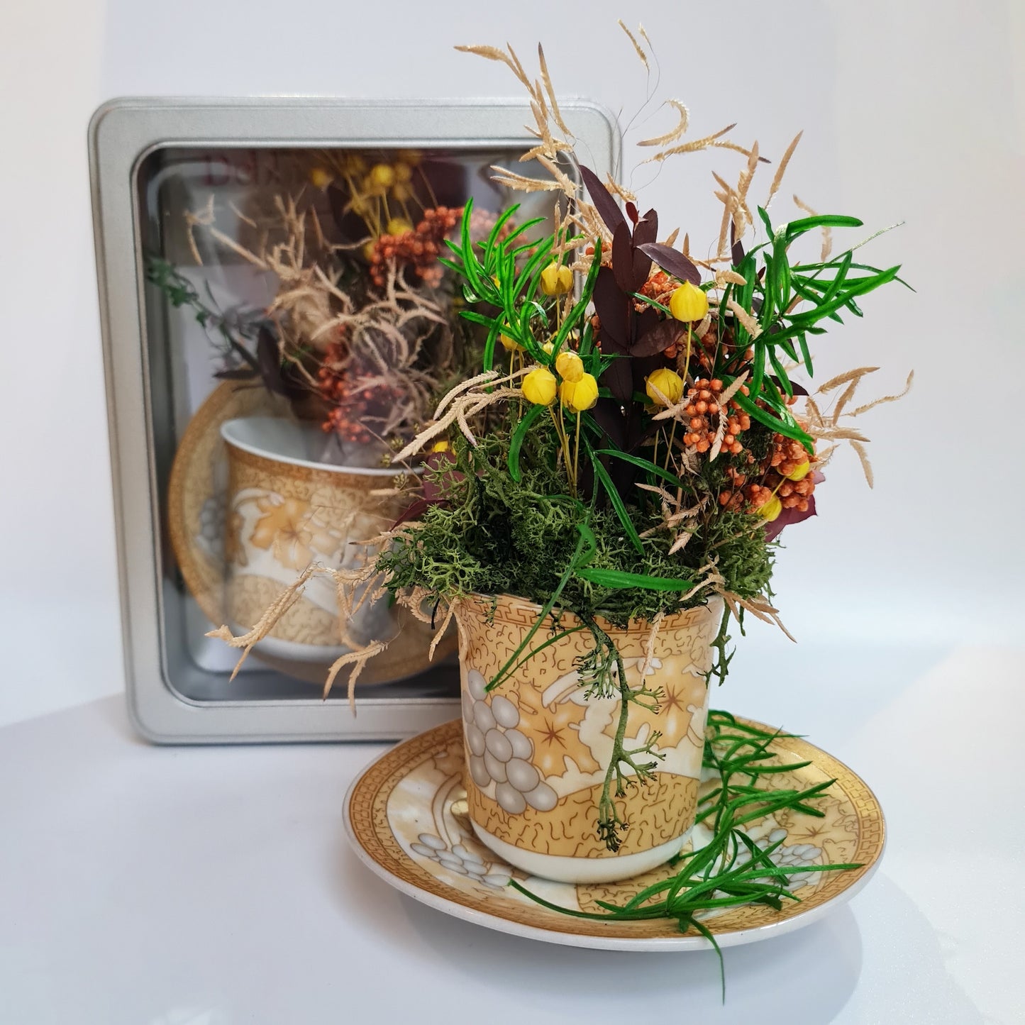 Limited Edition Teacup Floristry Craft Kit - Japanese Yellow Bouquet