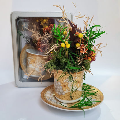 Limited Edition Teacup Floristry Craft Kit - Japanese Yellow Bouquet